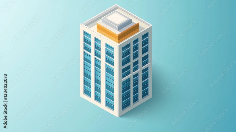 Isometric modern office building, city backdrop, architectural design, for website Isometric modern office building, city backdrop, architectural design, for website