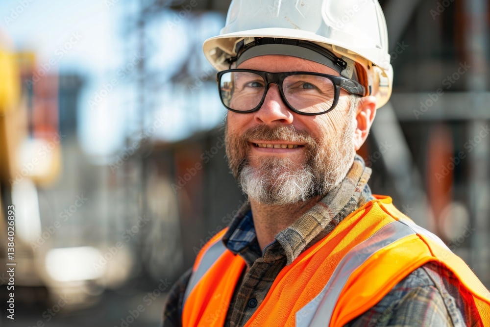 Portrait of a middle aged Caucasian male engineer on construction site Portrait of a middle aged Caucasian male engineer on construction site