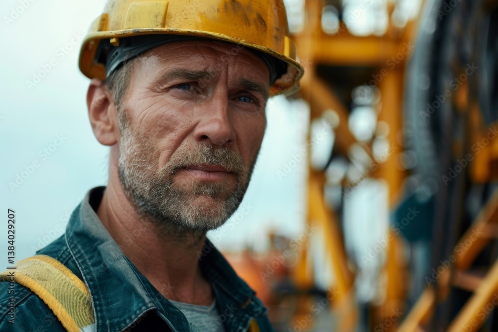 Portrait of a middle aged Caucasian man on a oil rig Portrait of a middle aged Caucasian man on a oil rig