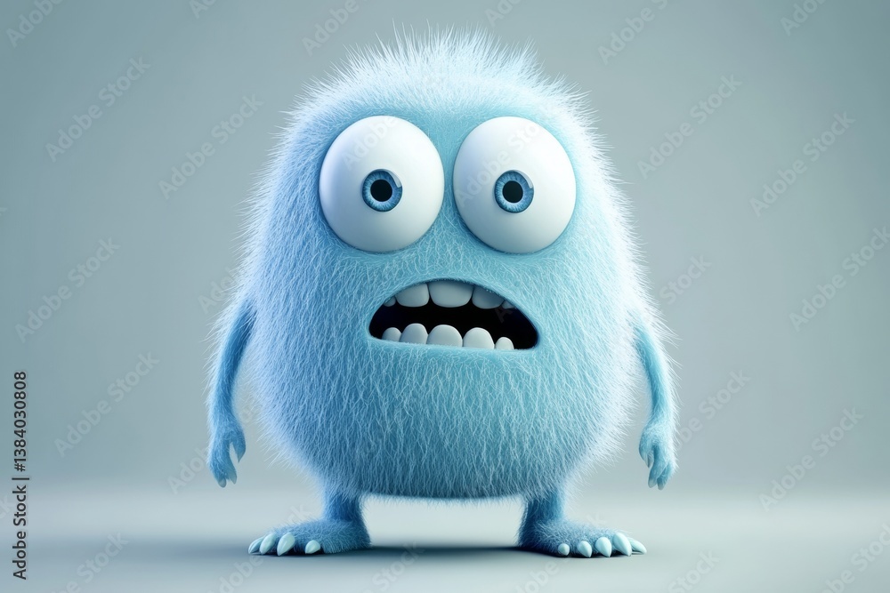 Fototapeta premium Adorable cartoon monster with exaggerated expressions and a humorous atmosphere in 3d style