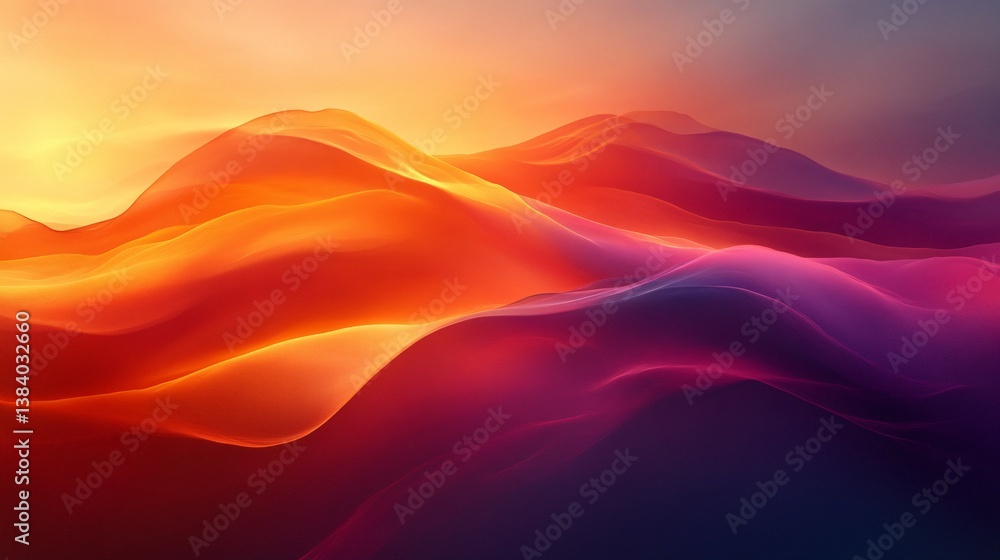 Abstract landscape depicts flowing fiery colors resembling mountain ranges Abstract landscape depicts flowing fiery colors resembling mountain ranges