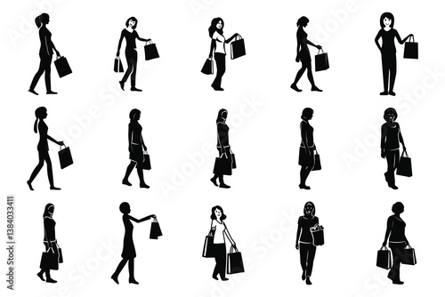 Woman with shoping beg Svg