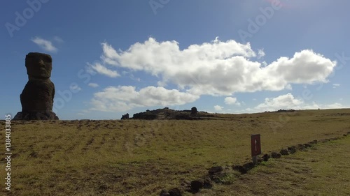 Explore the majestic moai statue standing on Easter Island with breathtaking landscapes and rich history