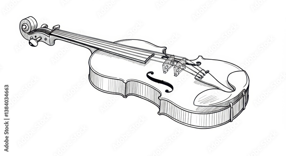 Obraz premium Elegant Violin Line Sketch