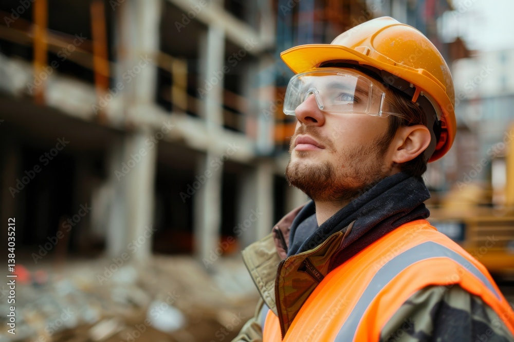 Portrait of a young Caucasian male engineer on construction site Portrait of a young Caucasian male engineer on construction site