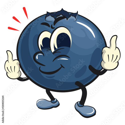 Cute blueberry fruit vektor illustration mascot character raising two middle finger, work of hand drawn