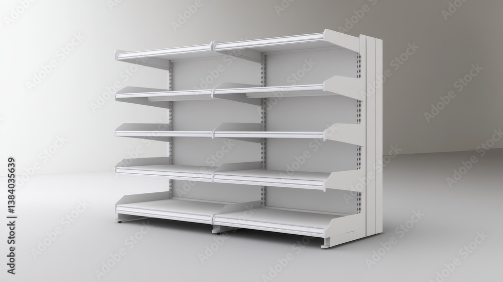 Trade shelf, shop rack, isolated realistic store display and product showcase stand, vector mockup. Supermarket display stand or warehouse shelving racks with detachable shelves, 3D white metal model Trade shelf, shop rack, isolated realistic store display and product showcase stand, vector mockup. Supermarket display stand or warehouse shelving racks with detachable shelves, 3D white metal model