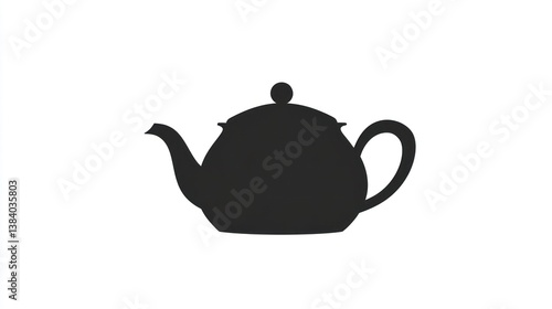 Simple black teapot icon, white background, tea time, kitchenware