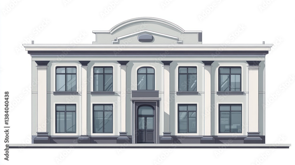 Fototapeta premium Classic building facade, city, daytime, offices inside, architectural design