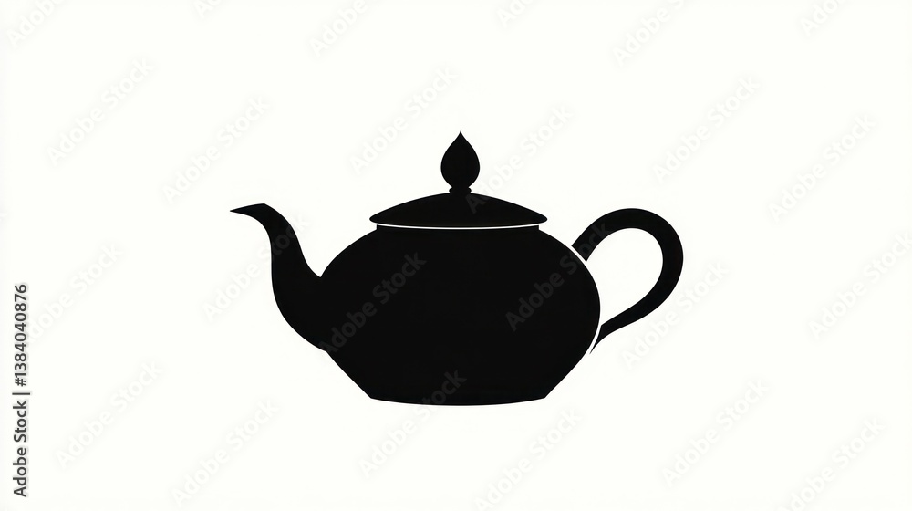 Simple black teapot illustration, white background, tea time concept, website icon Simple black teapot illustration, white background, tea time concept, website icon