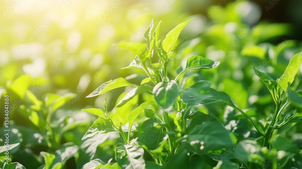 Fresh Green Herbs in Sunlight with Soft Focus Background Fresh Green Herbs in Sunlight with Soft Focus Background