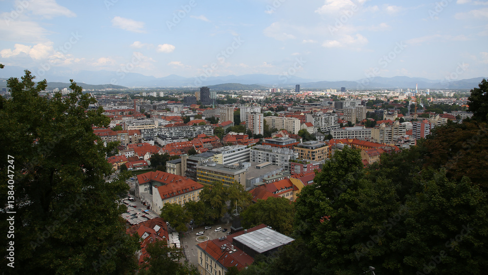 Fototapeta premium Vista de Liubliana, Eslovania