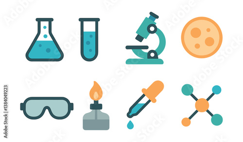 Science exploration. essential icons for chemistry and biology enthusiasts. Vector icons