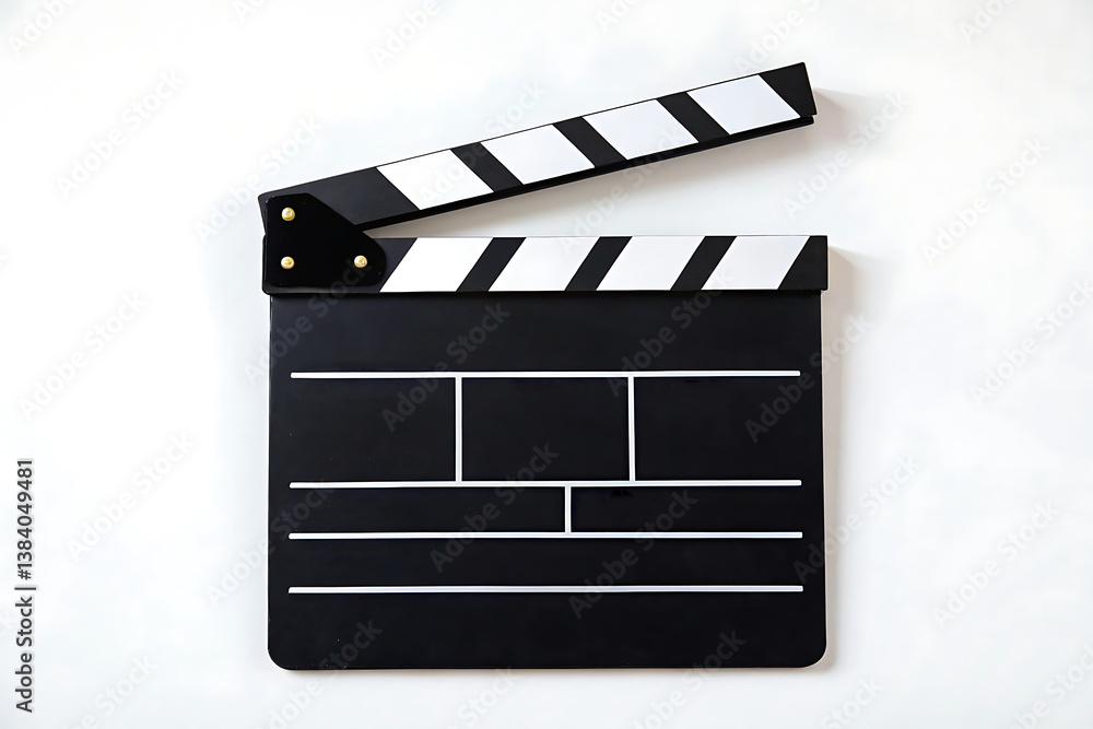 Fototapeta premium Movie clapperboard isolated on white background for filmmaking and film industry