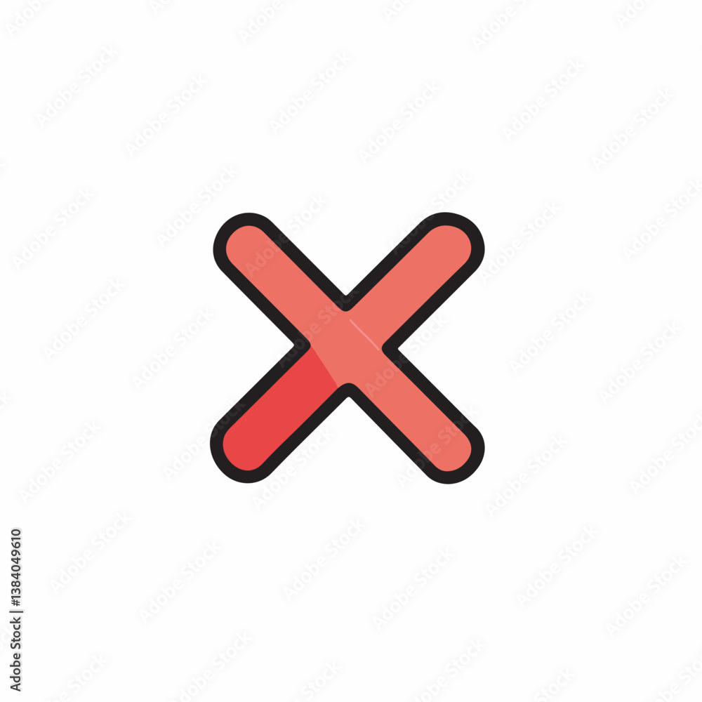Fototapeta premium Red cross rejects idea isolated against white backdrop