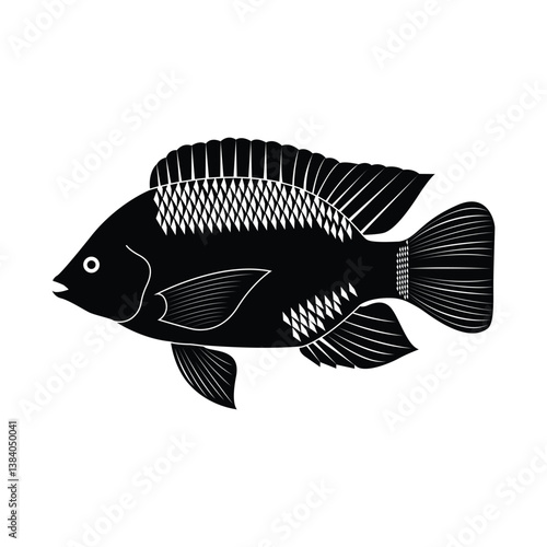  tilapia fish outline coloring book design