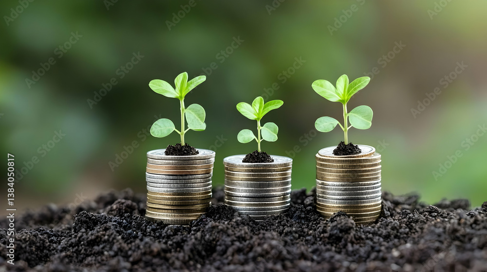 Investment Growth With Plants In Soil