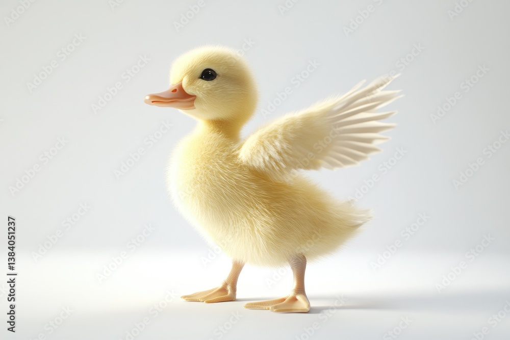 Adorable fluffy duckling standing with wings outstretched, a symbol of spring and new beginnings. Adorable fluffy duckling standing with wings outstretched, a symbol of spring and new beginnings.