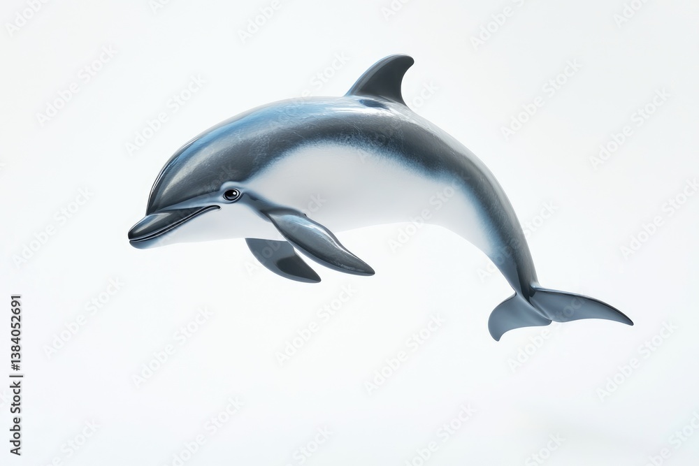 Obraz premium A playful dolphin leaps gracefully through the air, showcasing its sleek, streamlined body and powerful tail.