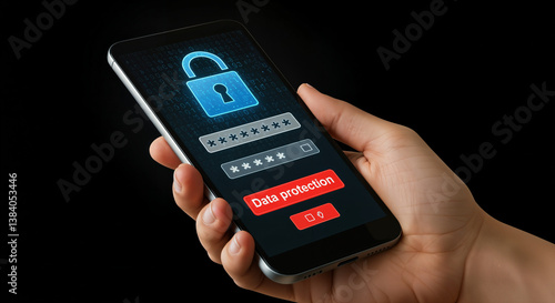 Wallpaper Mural Hand Holding Smartphone Displaying Secure Login and Data Protection Lock Icon Torontodigital.ca