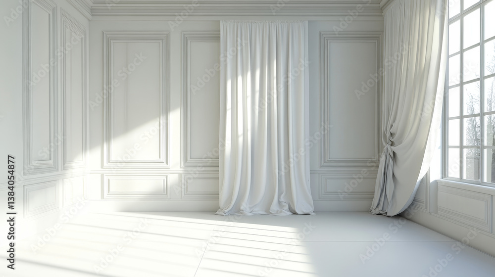 Fototapeta premium Mockup wall in the children's room on wall white colors background.3D Rendering 