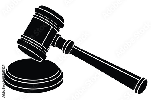 Judge gavel silhouette icon, Judge hammer silhouette vector, Judge gavel icon vector illustration.