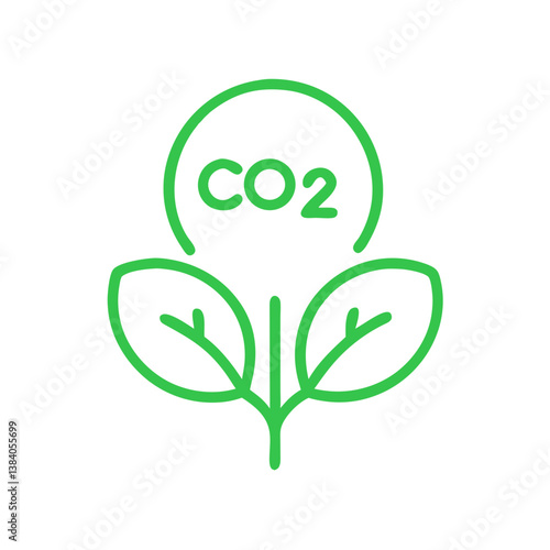 Carbon Neutral Concept with Green Leaves and CO2 Symbol, icon, vector  