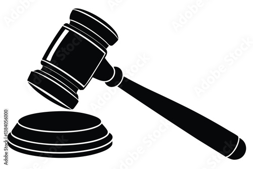 Judge gavel silhouette icon, Judge hammer silhouette vector, Judge gavel icon vector illustration.