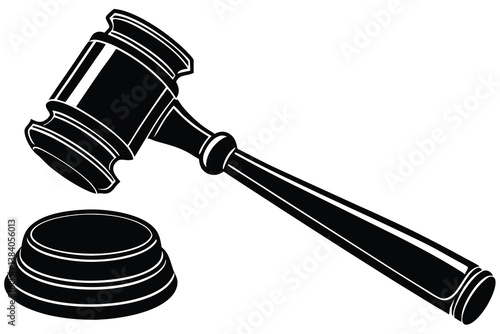 Judge gavel silhouette icon, Judge hammer silhouette vector, Judge gavel icon vector illustration.