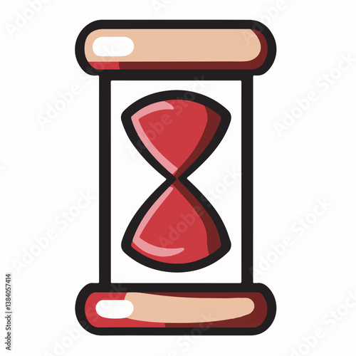 Red hourglass measures countdown inside transparent frame illustration
