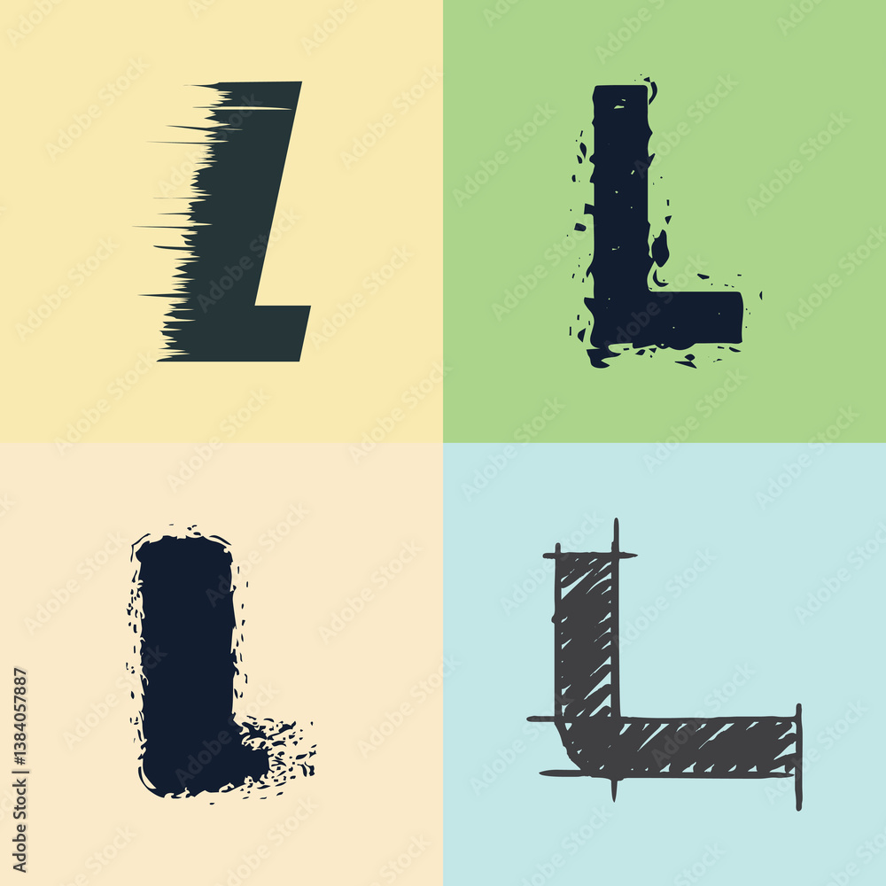 Alphabet 4 letters full pack graphic design template vector illustration. Alphabet 4 letters full pack graphic design template vector illustration.