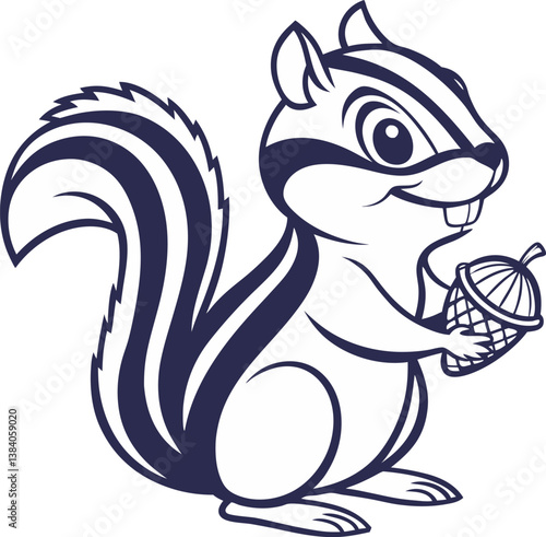 vector cartoon chipmunk head logo mascot on white