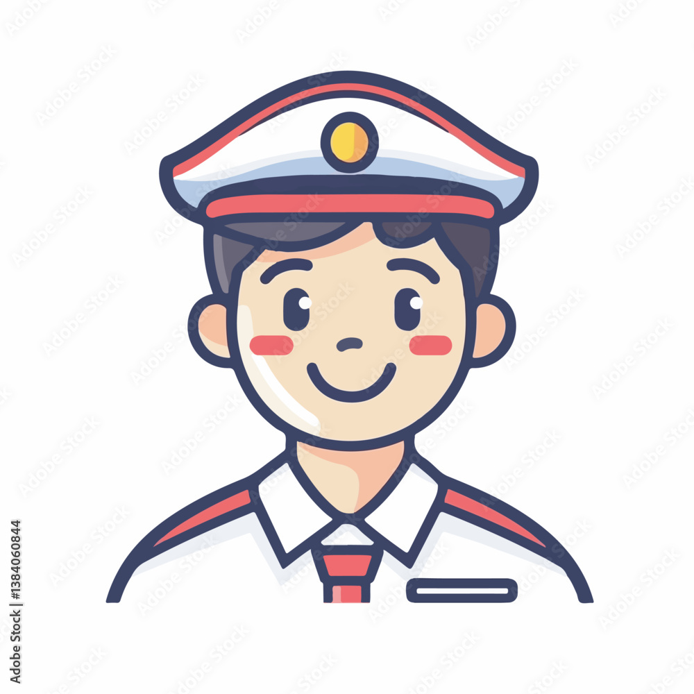 Cartoon cop smiles wearing uniform indoors cute Cartoon cop smiles wearing uniform indoors cute
