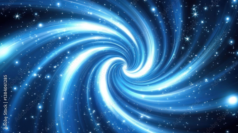 Bright blue swirling vortex in space with stars. Bright blue swirling vortex in space with stars.
