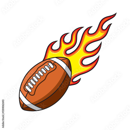 rugby ball with flames vector illustration american football design