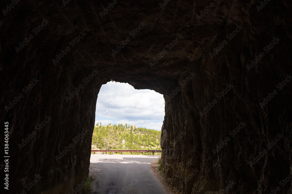 View through Needles Eye Tunnel at Custer State Park, South Dakota View through Needles Eye Tunnel at Custer State Park, South Dakota