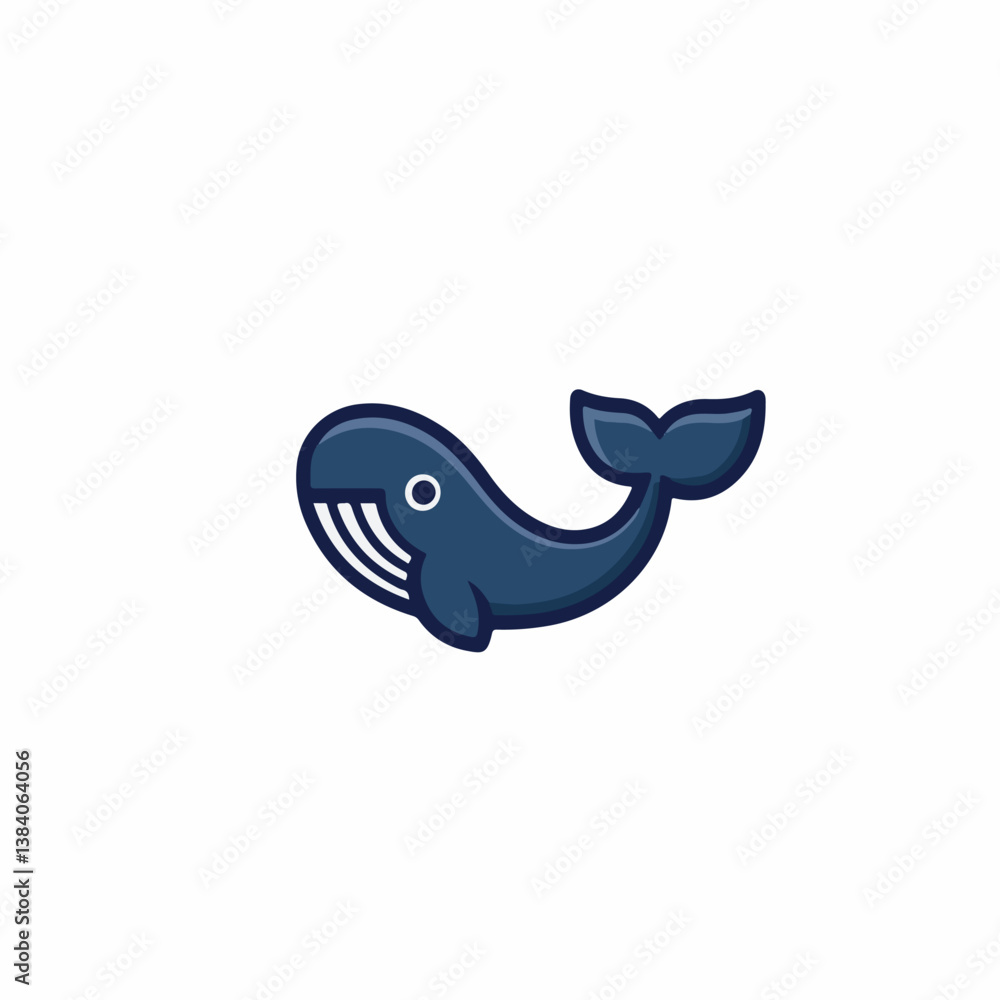 Cute whale swims calmly within a minimalistic ocean scenery Cute whale swims calmly within a minimalistic ocean scenery