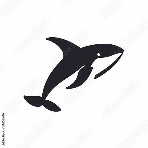 Orca simple swims isolated marine monochrome background design vector