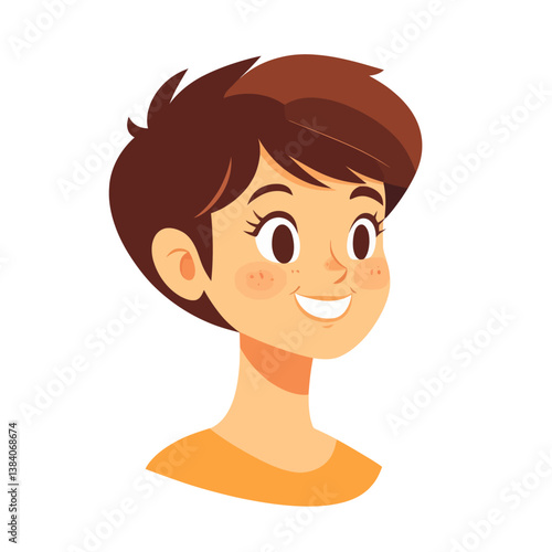 A modern art design featuring a cheerful child with a happy expression, embodying joyfulness