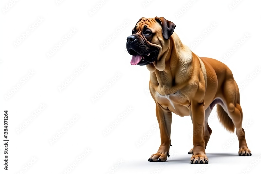 Fototapeta premium Majestic mastiff, powerful stance, white background, pet, mastiff