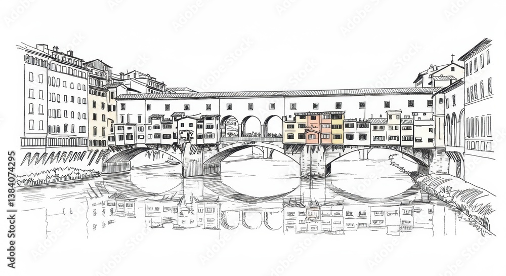 Fototapeta premium Ponte Vecchio Florence Line Art