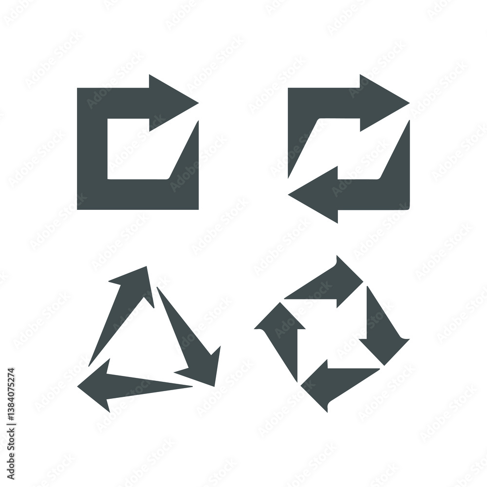 Recycle arrows garbage circular recycling 4 icons vector
Recycle arrows garbage circular recycling 4 icons vector
