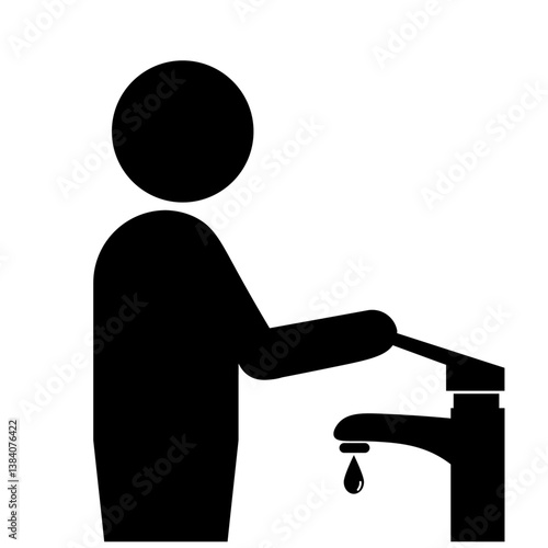 水道の蛇口を開け閉めする人のピクトグラム