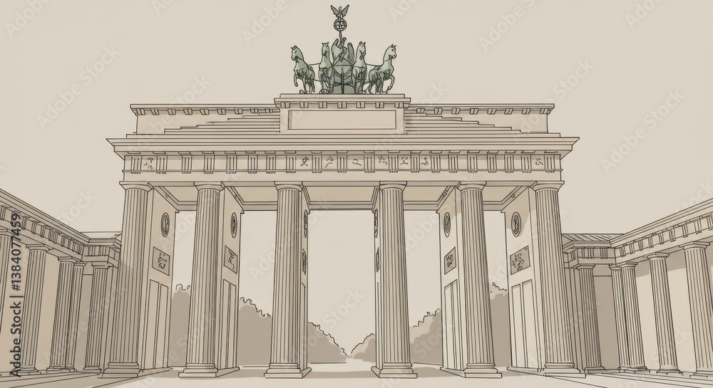 Fototapeta premium Brandenburg Gate Line Drawing