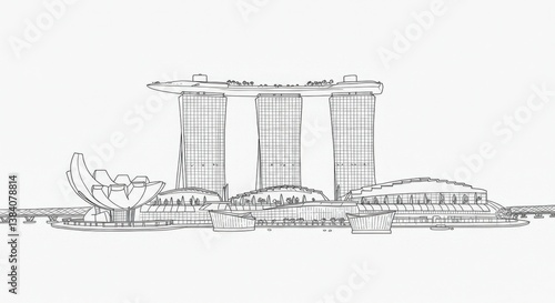 Line Drawing of the Marina Bay Sands, Singapore