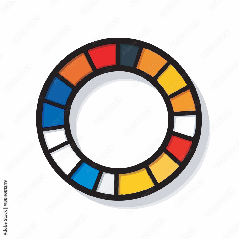 Colorful wheel displays spectrum around blank canvas on white Colorful wheel displays spectrum around blank canvas on white