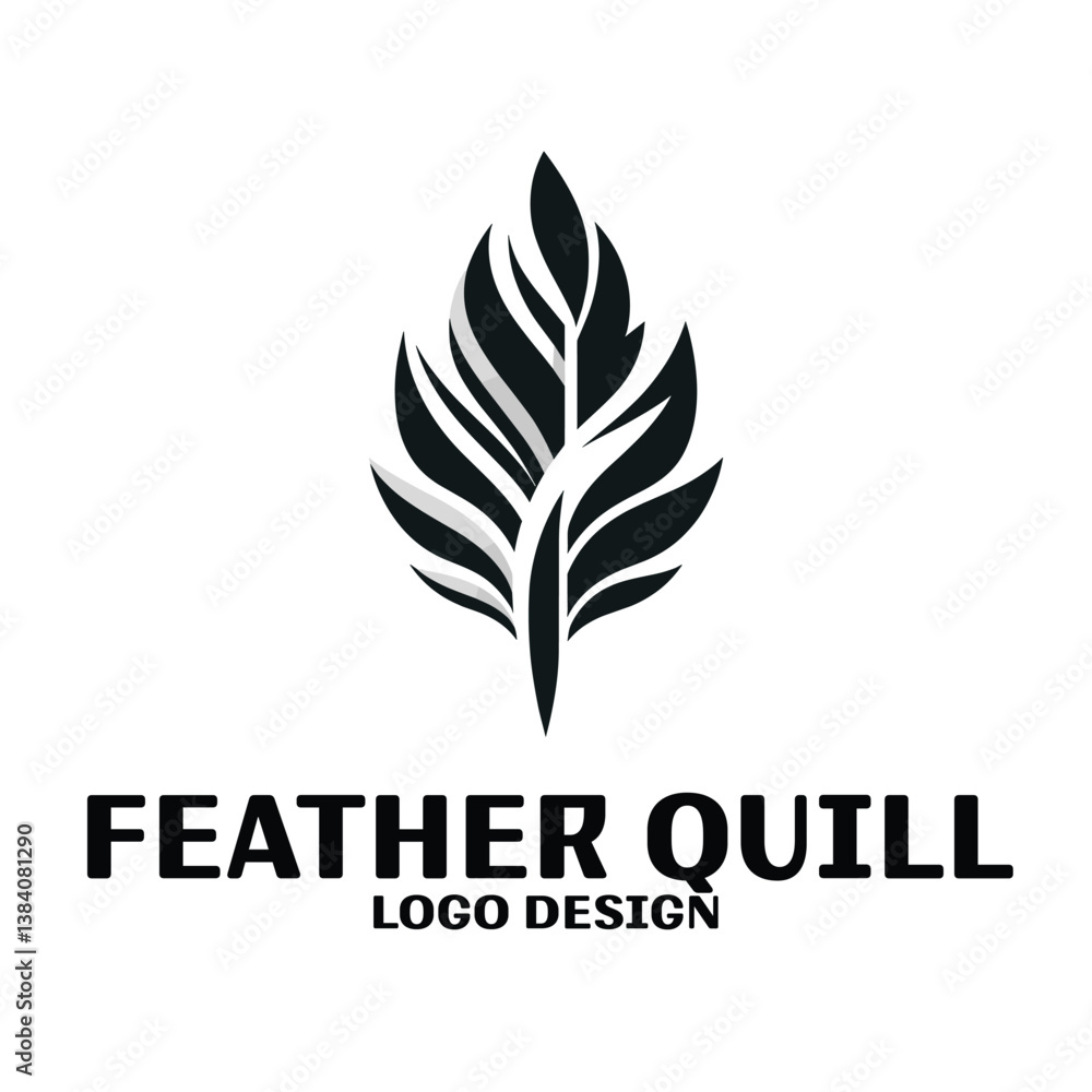 Feather Quill Vector Logo Design Feather Quill Vector Logo Design