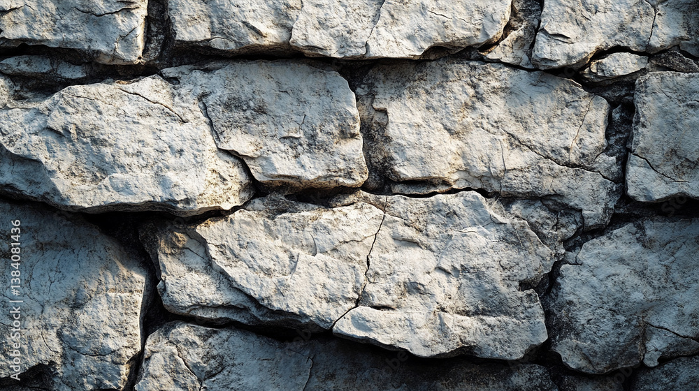 Fototapeta premium A bright, textured white rock surface with dramatic lighting highlights, showcasing rugged texture and deep shadows that symbolize resilience, strength, and mysterious natural beauty.