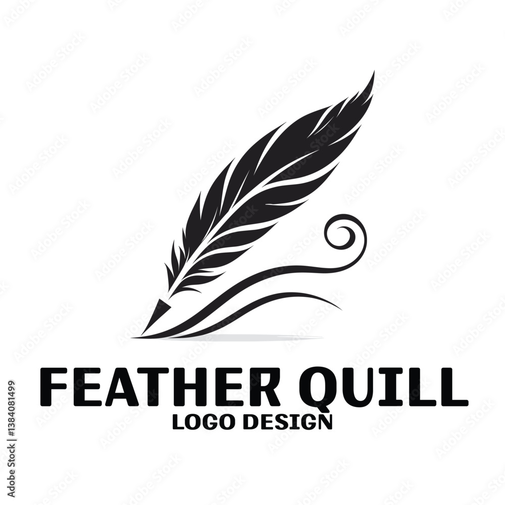 Feather Quill Vector Logo Design Feather Quill Vector Logo Design