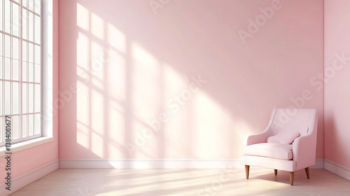 Fototapeta Naklejka Na Ścianę i Meble -  Mock up wall in the children's room in light pink color wall background .3d rendering